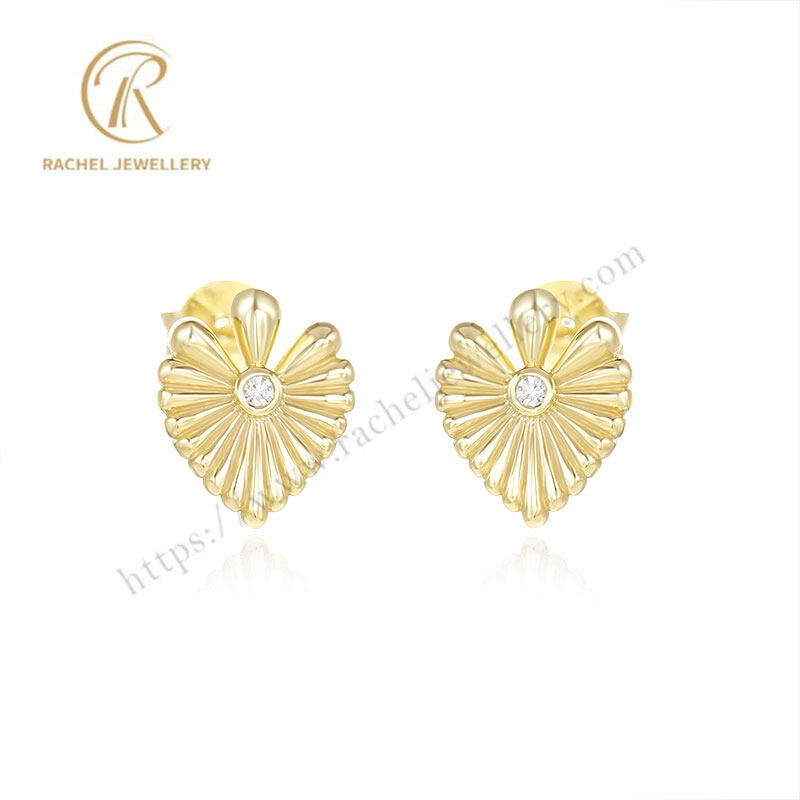 Rachel Jewellery Yellow Gold Heart 925 Silver Earrings Stud