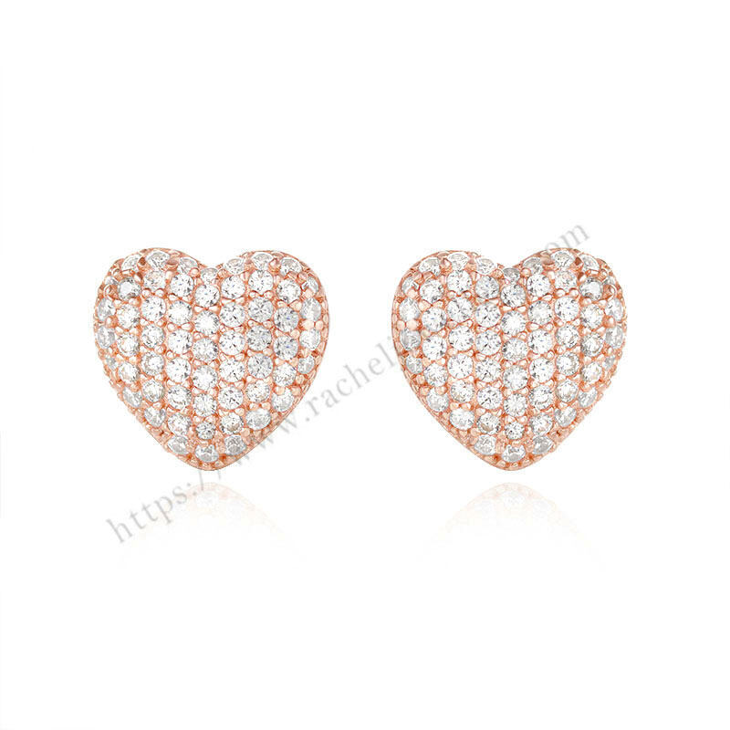 Rachel Full Grain Zirconium Heart 925 Sterling Silver Earrings