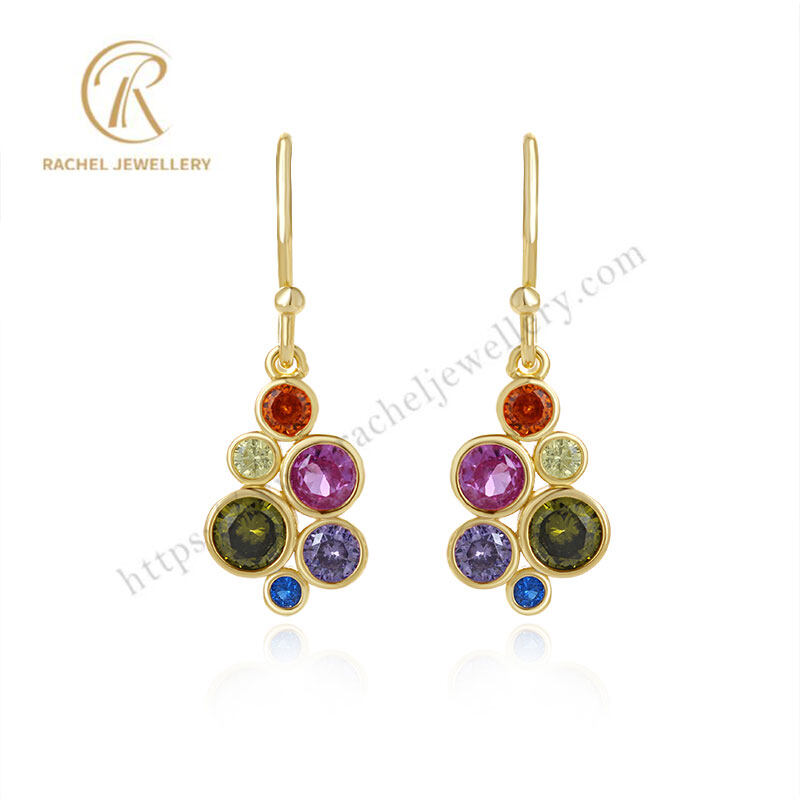Rachel Delicate Color Round CZ 925 Silver Earring Hooks