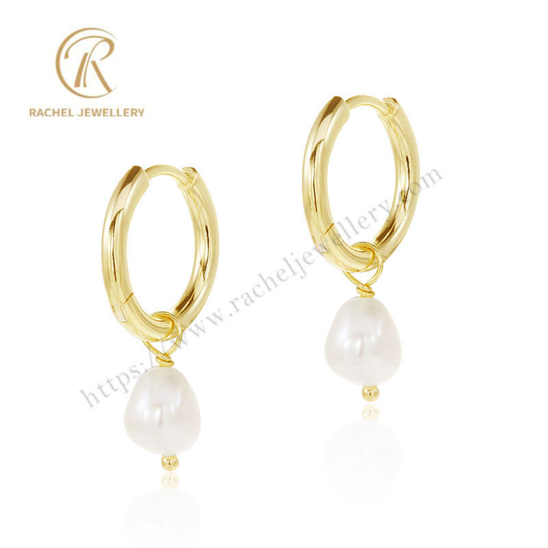 Rachel Jewellery Baroque Pearl 925 Silver Huggie Earrings