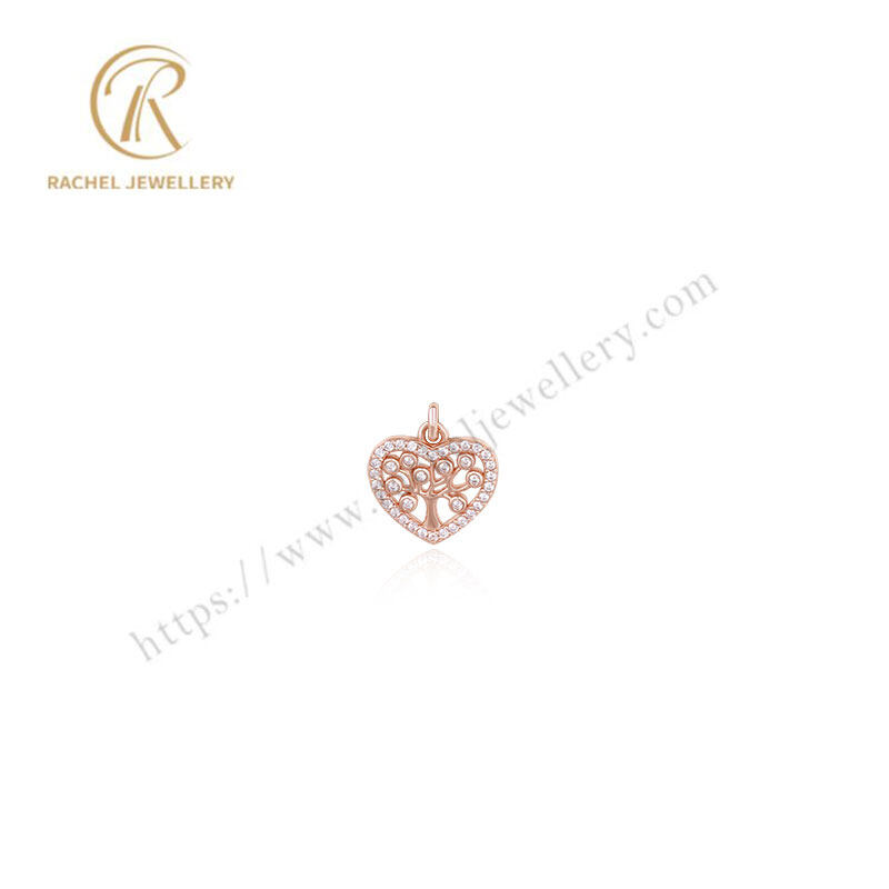 Rachel New Arrival Peace Tree In Heart Rose Gold Plating Sterling Silver Necklace