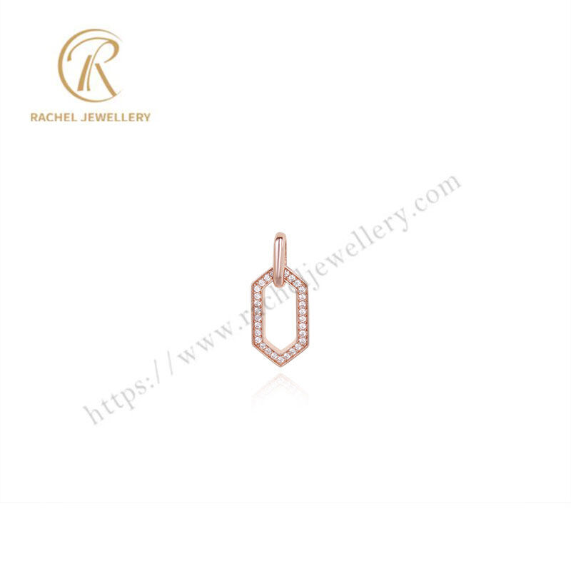Rachel Jewellery 5A CZ Hexagon Rose Gold Fashion Pendant 925 Silver Necklace