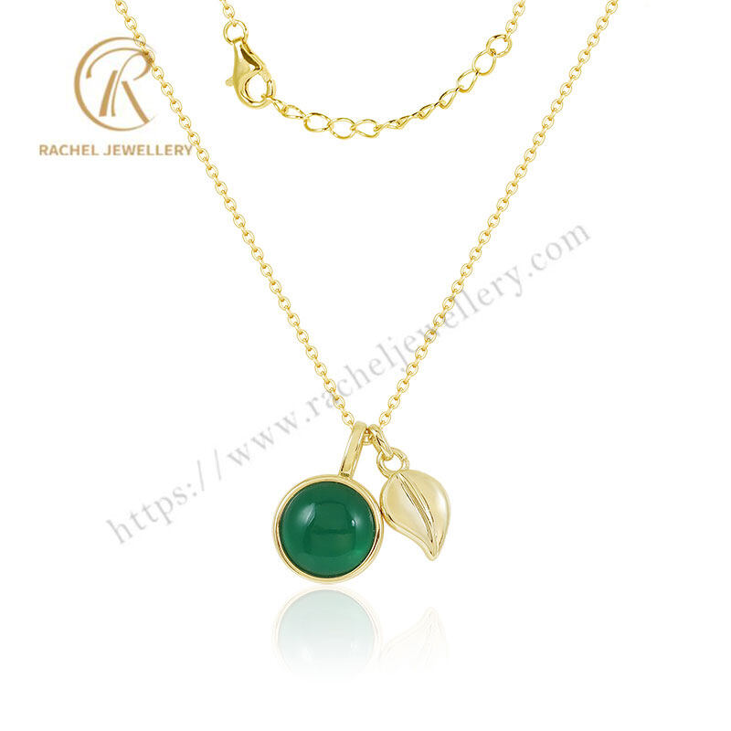Rachel Jewellery Green Class Cherry Design Yellow Gold Silver Necklace