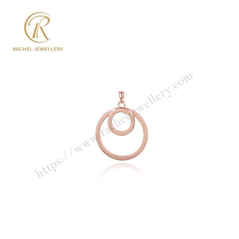 Rachel Geometric Figure Double Circle Rose Gold Plated Silver Necklace