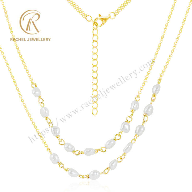 Rachel Handmade Baroque Pearl Yellow Gold Plated 925 Silver Necklace