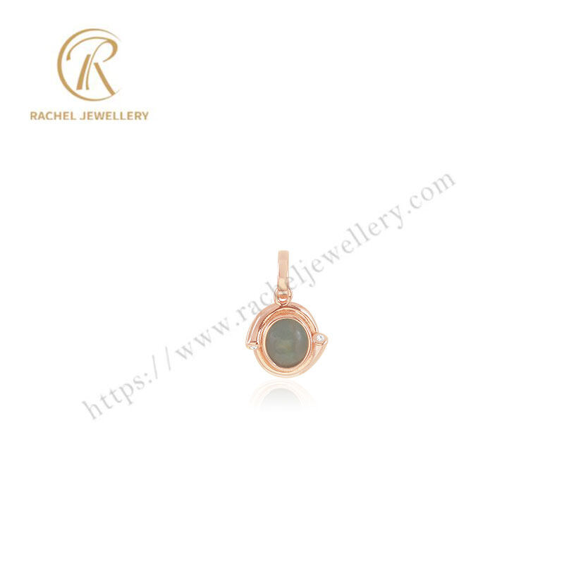 Rachel Natural Stone Hand Setting Rose Gold Plated Silver Necklace Hot Sell