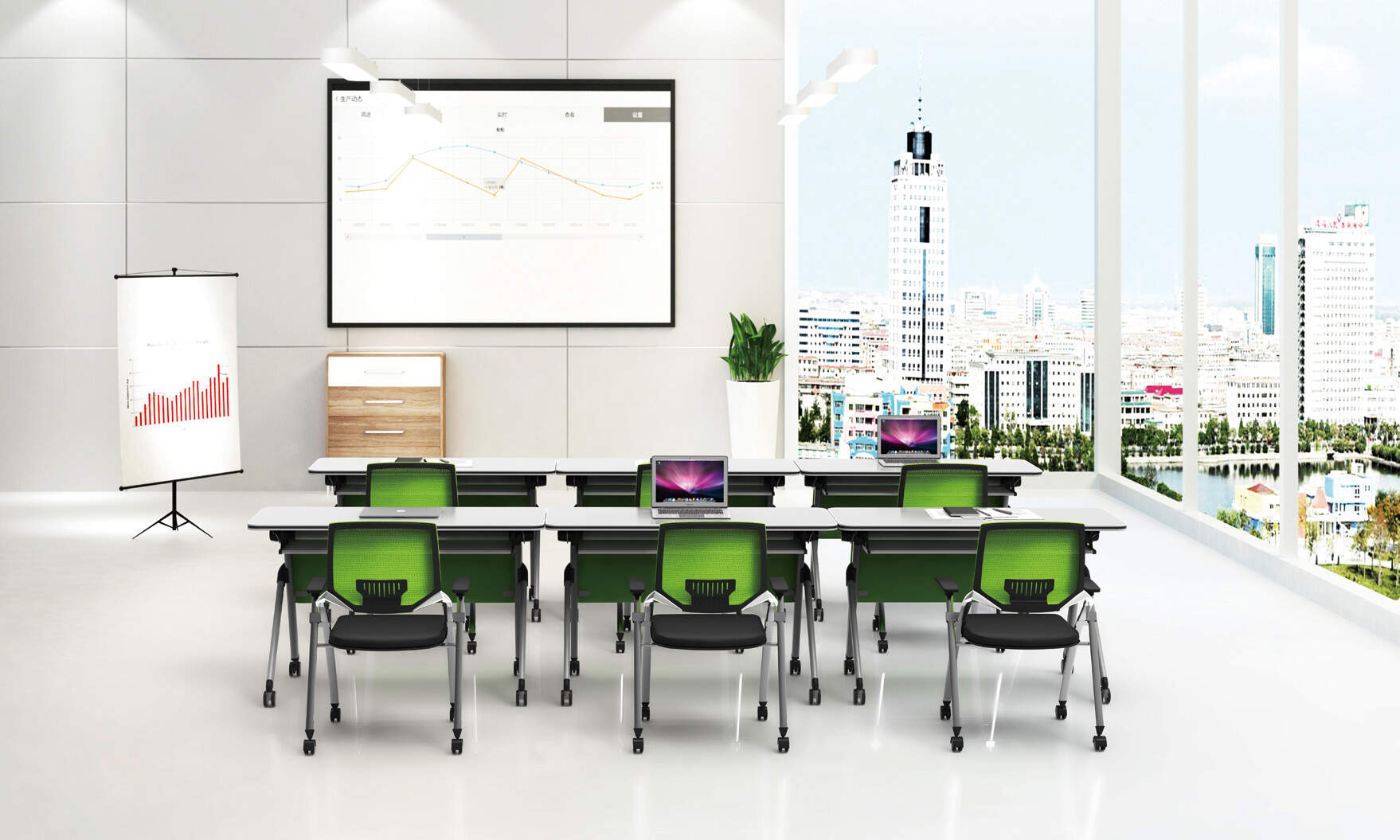Conference Room Setup with Folding Training Desks