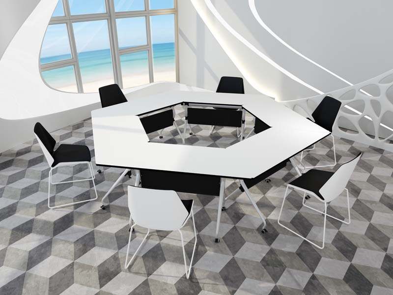 Multiple Folding Training Tables Arranged in Conference Setting