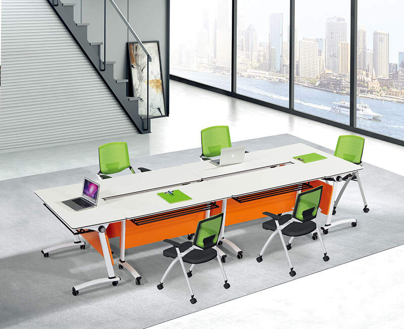 Foldable conference table with adjustable caster wheels