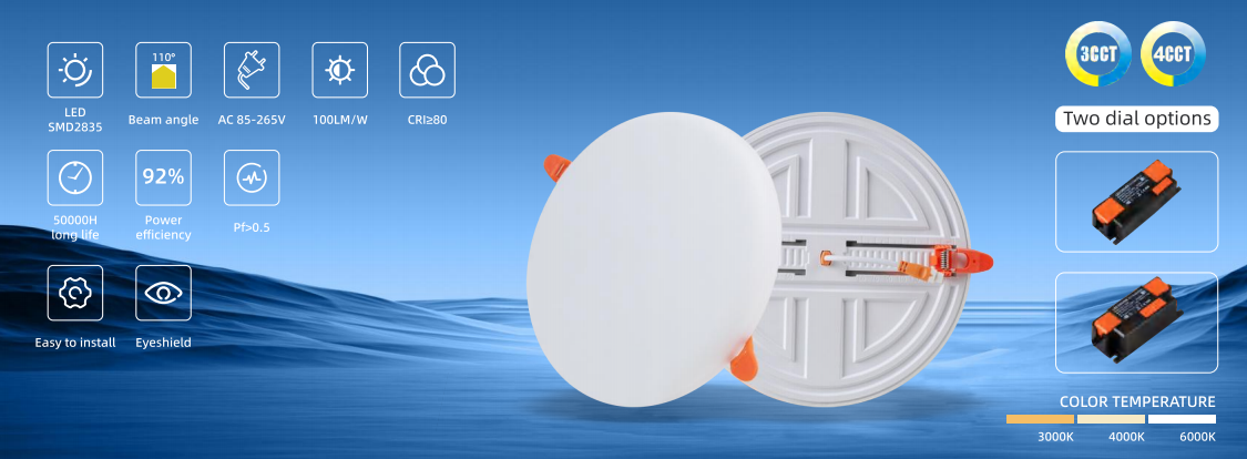 One-click color temperature switch! The aluminum panel lamp allows the light to change as you wish