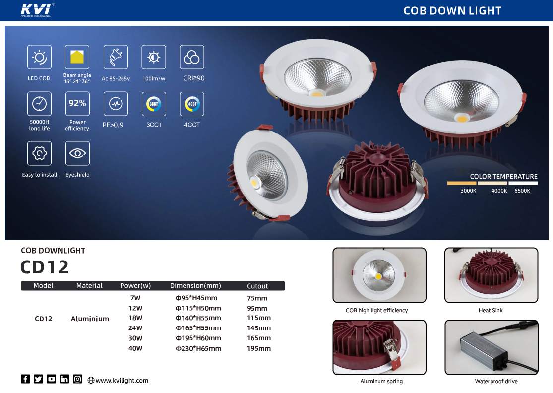 Flexible lighting new choice, COB Downlight CD12 launched