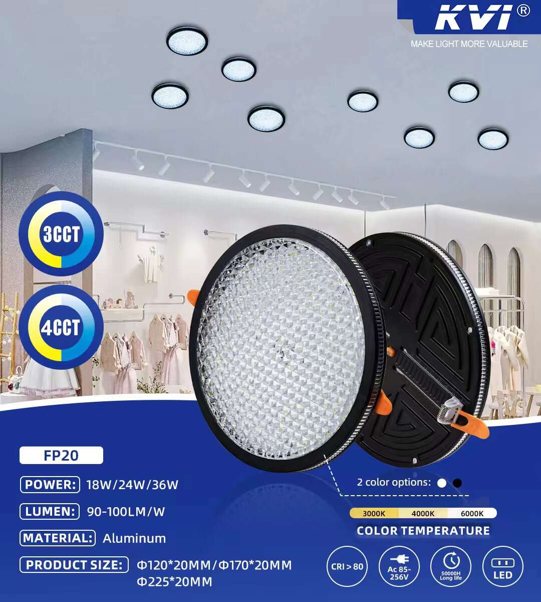 FP20 recessed Panel Light – Efficient, Flexible, and Modern Lighting Solution