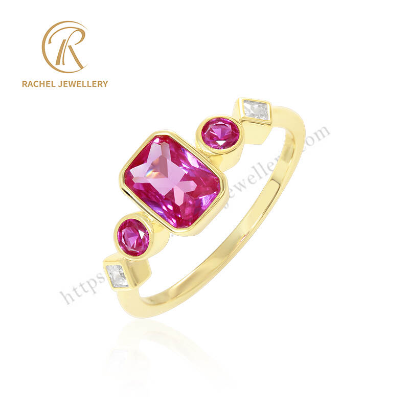 Rachel Jewellery Ruby Red CZ Gold Plated Ring