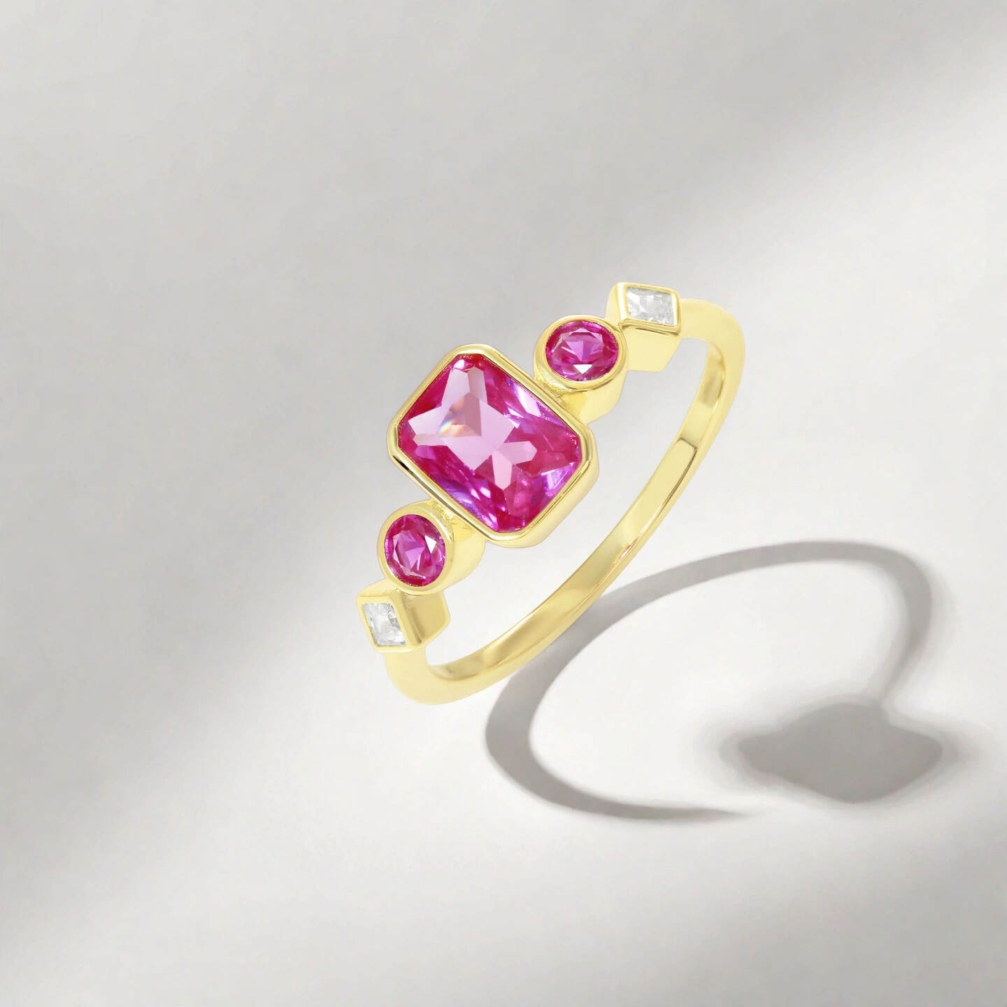 ruby red cubic zirconia ring ; designer ring；statement jewelry