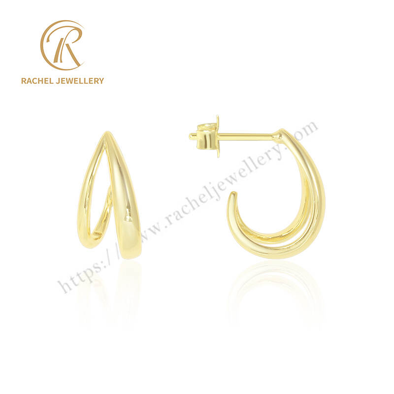 Elegant Minimalist Double Hoop Light Gold Earrings