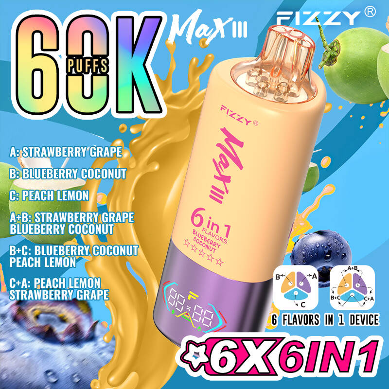 FIZZY Disposable Max III Strawberry Grape Blueberry Coconut Peach Lemon ES