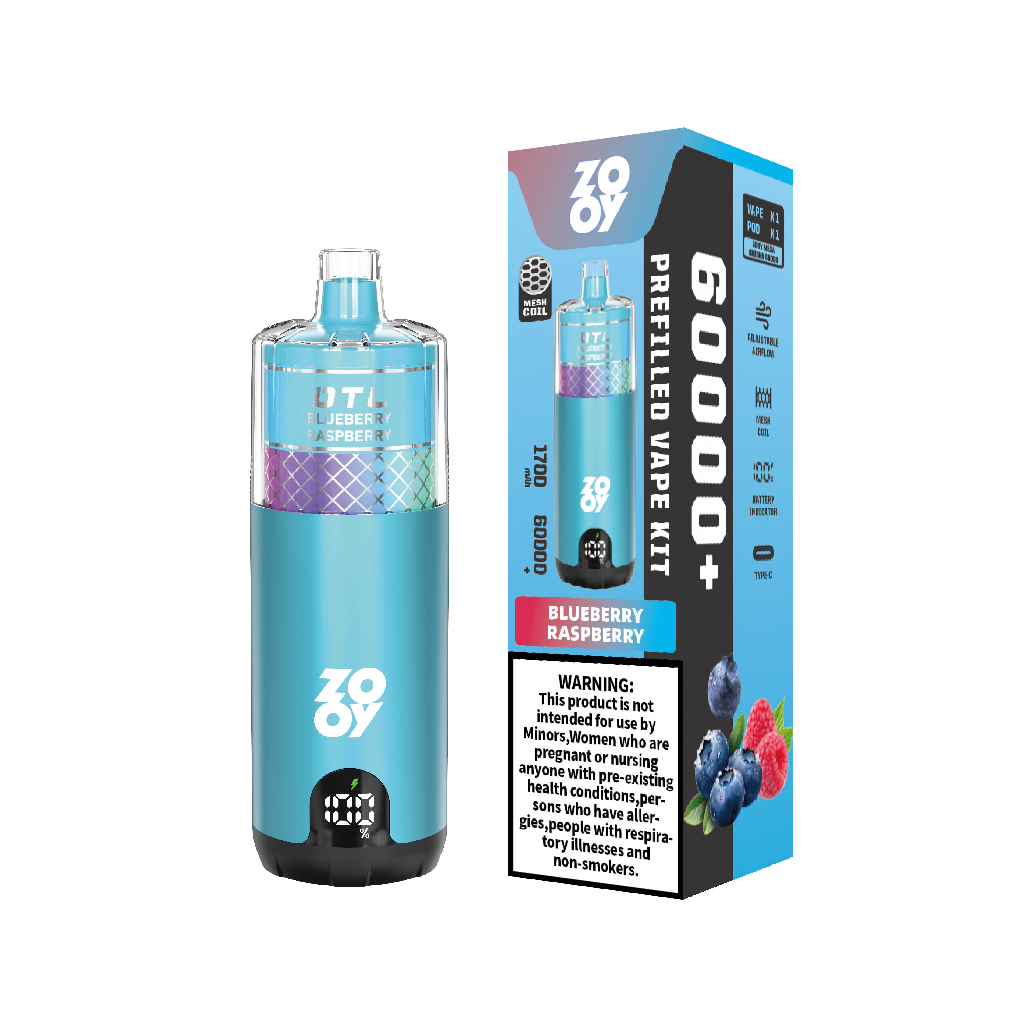 Zooy Mega 60000, Shisha Pod System, предварительно заполненный комплект Pod, 60000 Puffs Vape, Germany Vape Warehouse