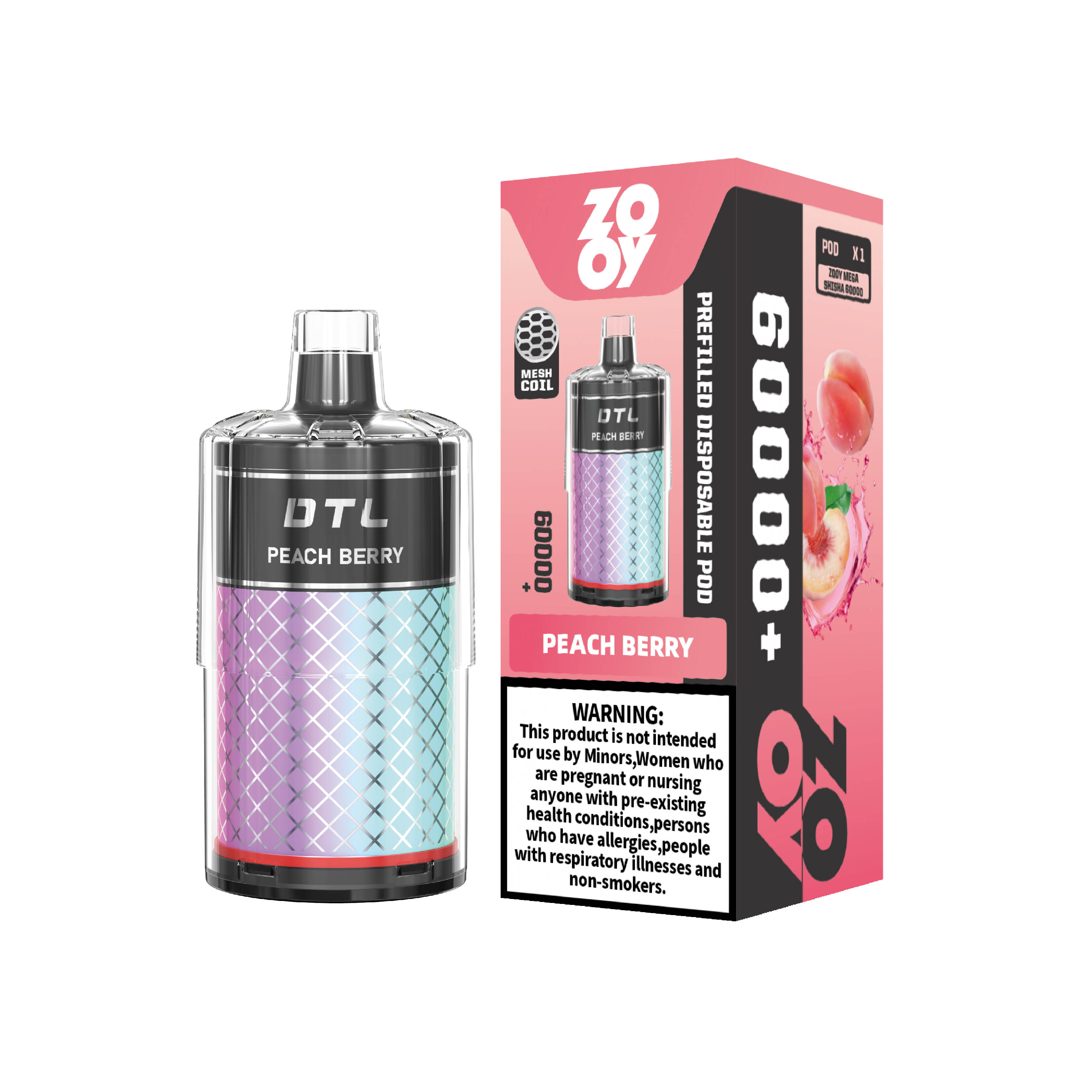 Одноразовый комплект Pod 60000 Puffs; Shisha Vape Germany; сетчатая катушка 0,4 Ом вейп;