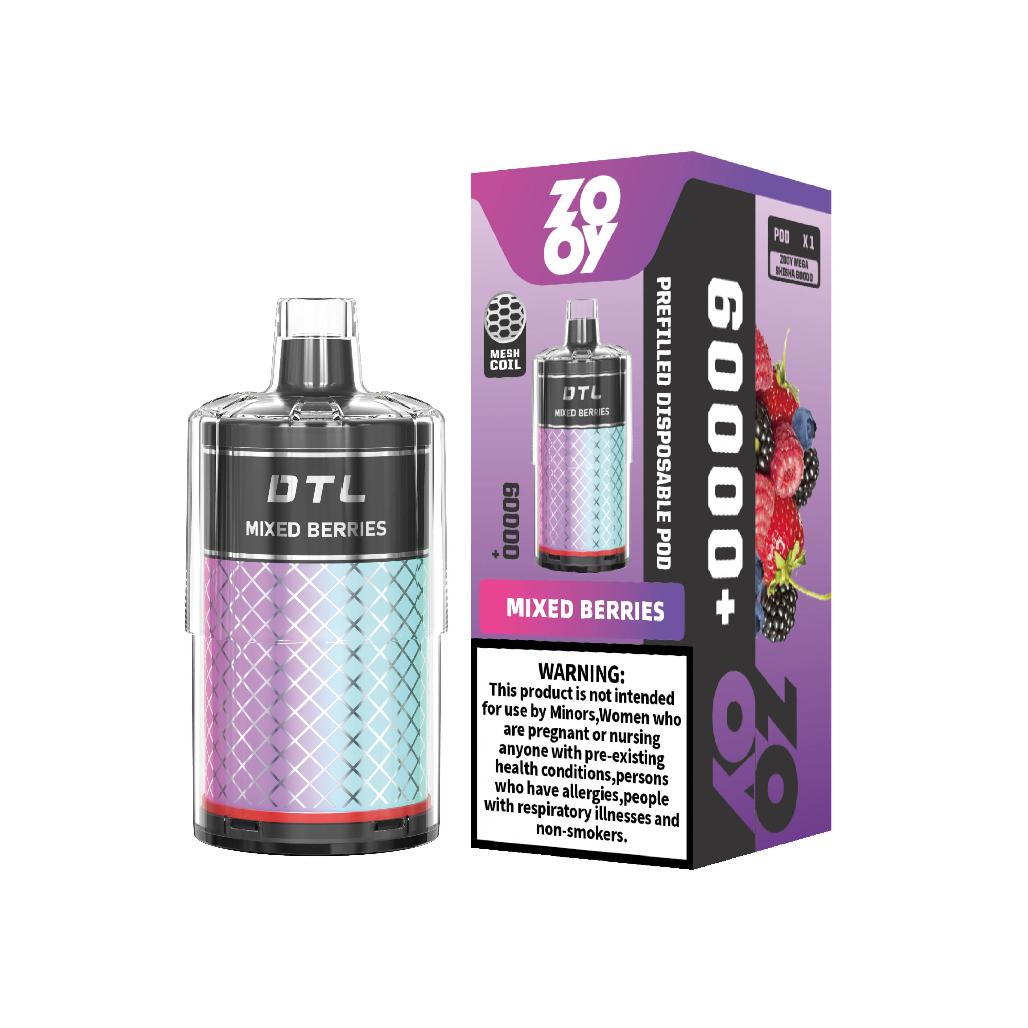Одноразовый комплект Pod 60000 Puffs; Shisha Vape Germany; сетчатая катушка 0,4 Ом вейп;