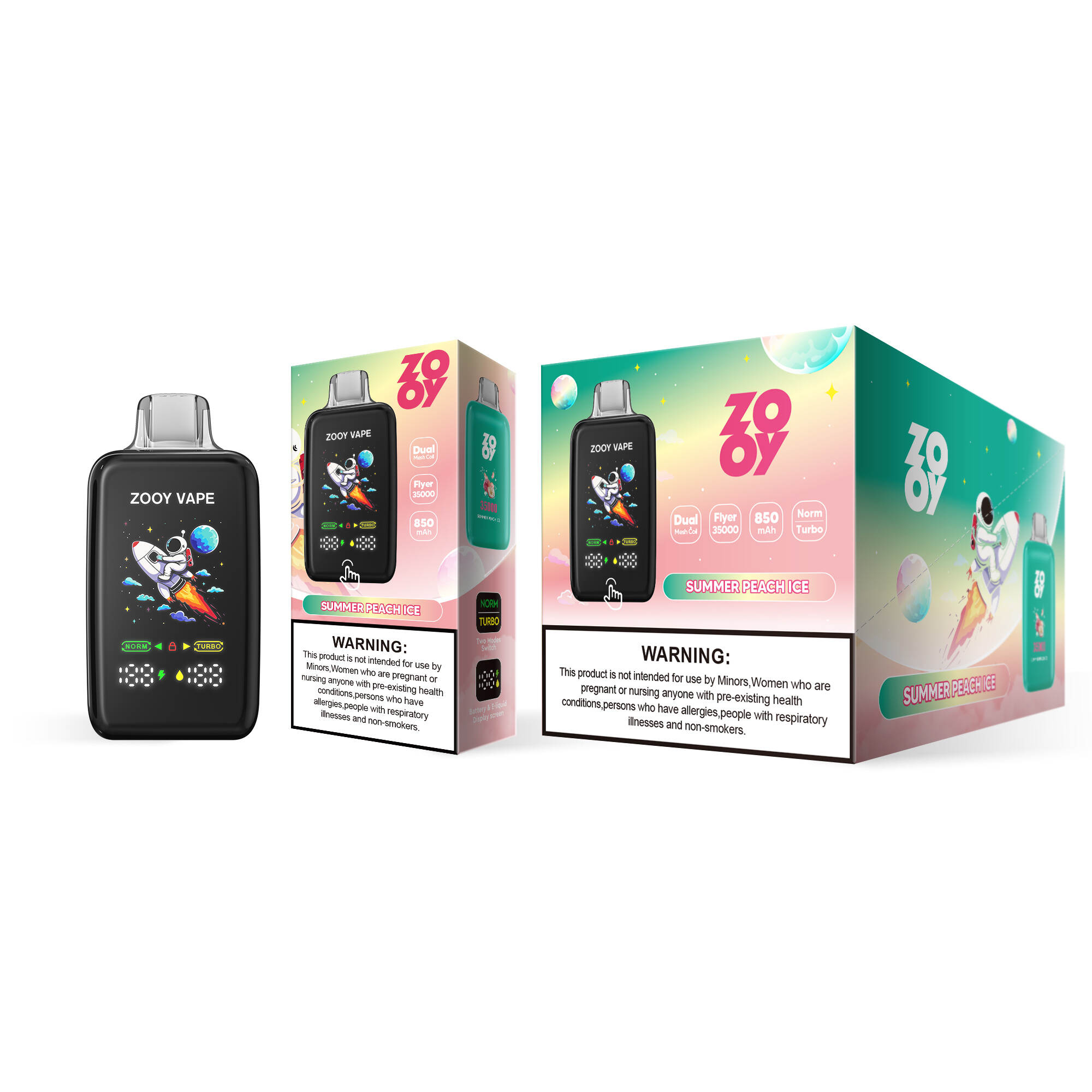 ZOOY Disposable Vape FLYER 35000 Summer Peach Ice Packaging DE