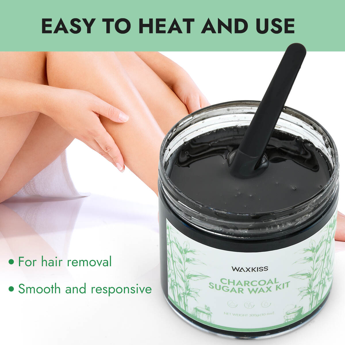 charcoal sugar wax, sugar wax kit 300g, detox wax, professional sugar wax