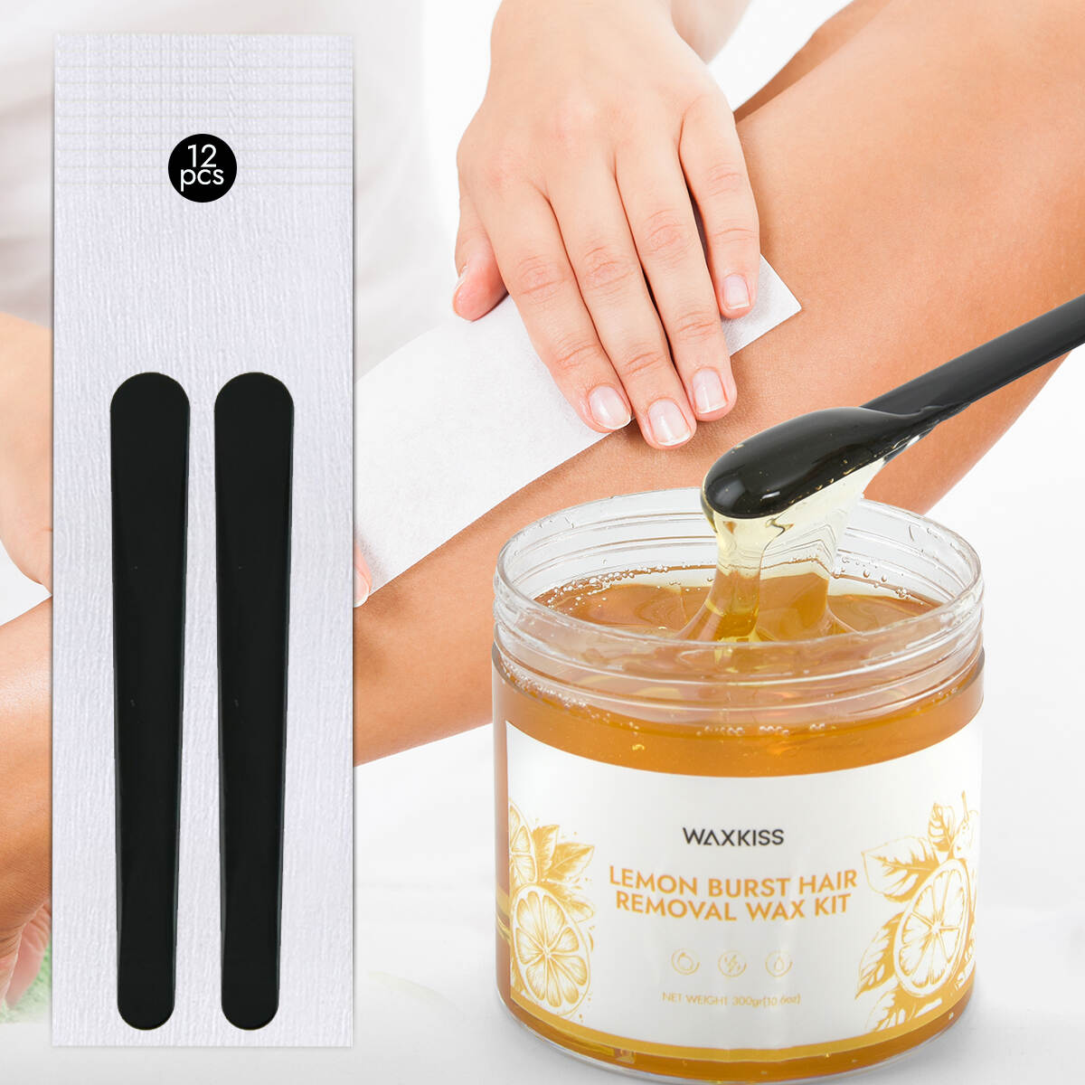 lemon burst wax kit, hair removal wax kit 300g, lemon scented wax, professional waxing kit