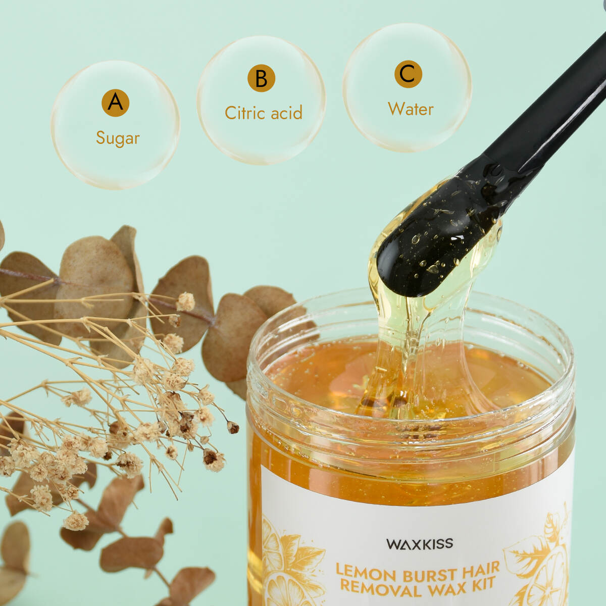 lemon burst wax kit, hair removal wax kit 300g, lemon scented wax, professional waxing kit