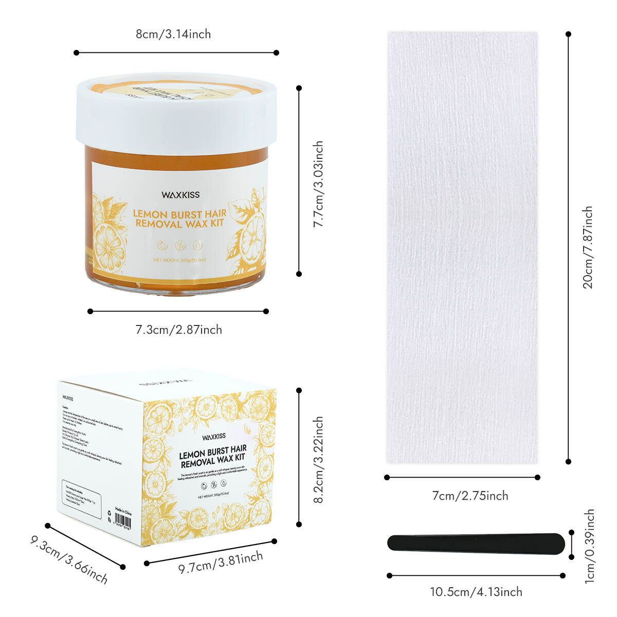 lemon burst wax kit, hair removal wax kit 300g, lemon scented wax, professional waxing kit