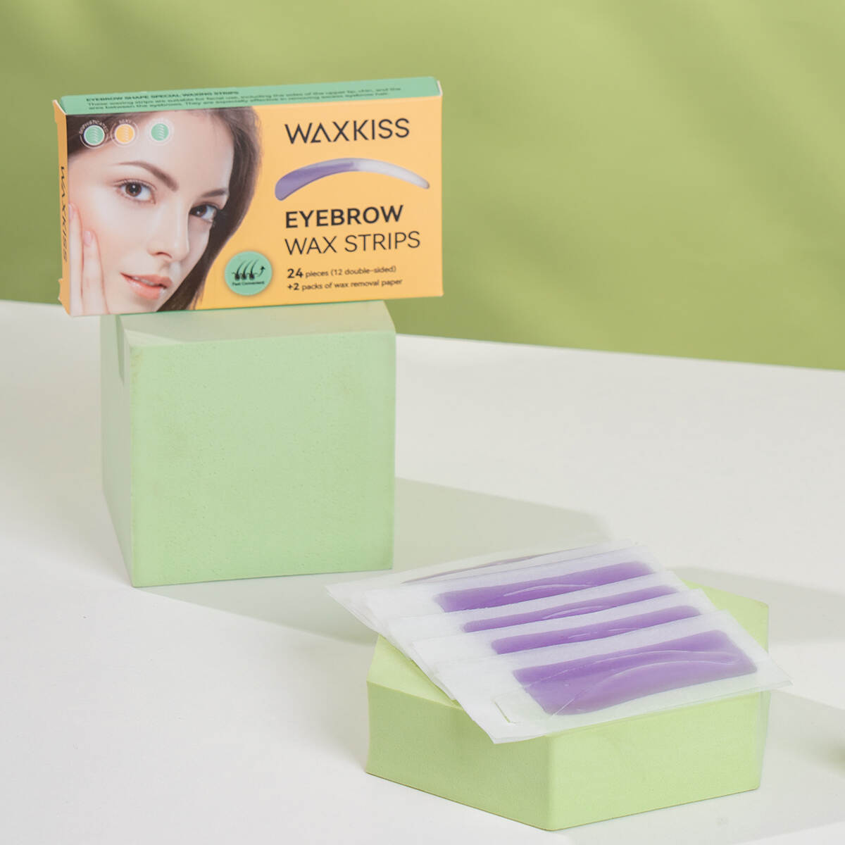 eyebrow wax strips, brow shaping strips, facial waxing strips, hair removal strips