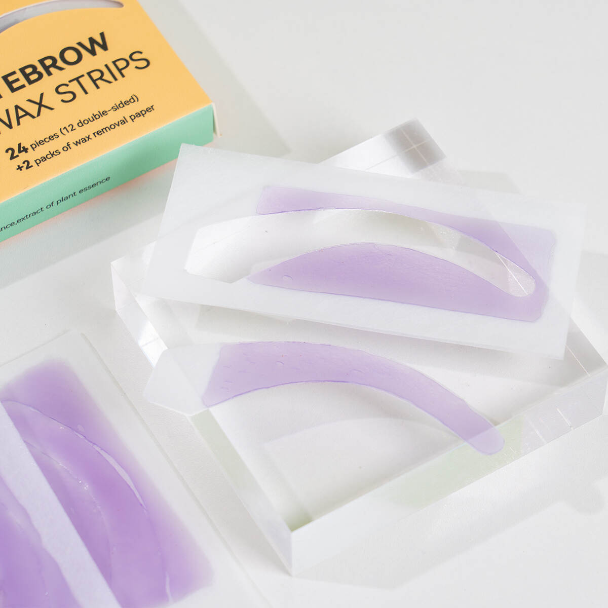 eyebrow wax strips, brow shaping strips, facial waxing strips, hair removal strips