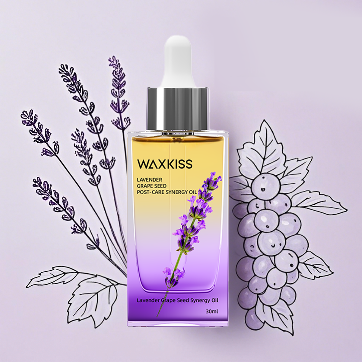 ラベンダー＆グレープシードポストケアシナシーオイル30ml、手のホットワックストリートメント、ホットワックスハンドセラピー、ホットワックスマシン用ワックス
