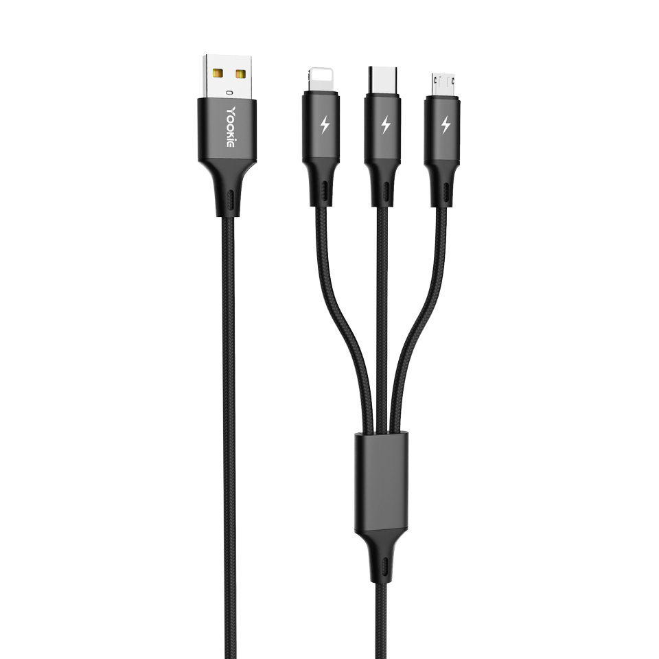 YooKiE EC06 3-in-1 Nylon Braided Cable