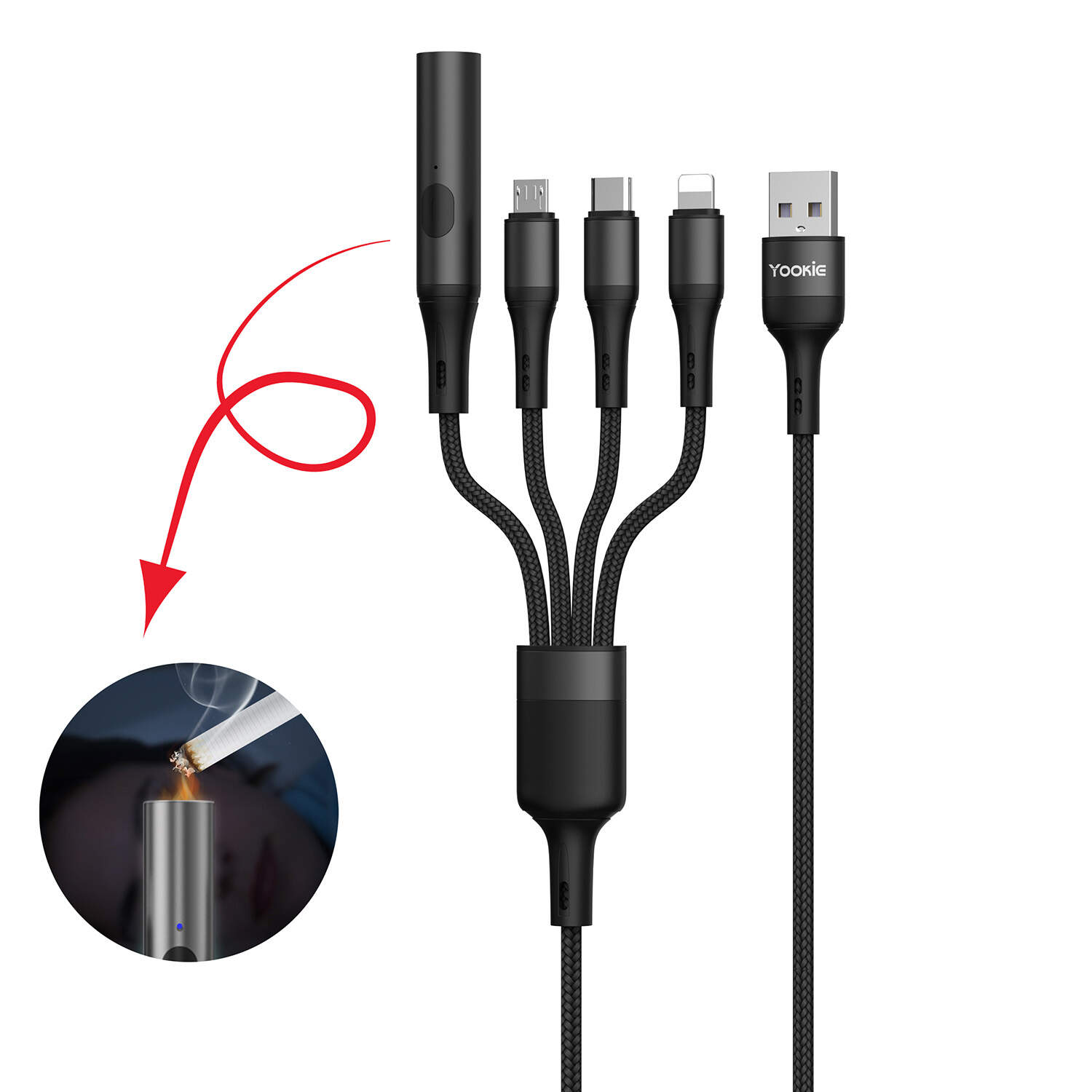 YooKiE CB35 3IN1 with Cigarette lighter Data Cable