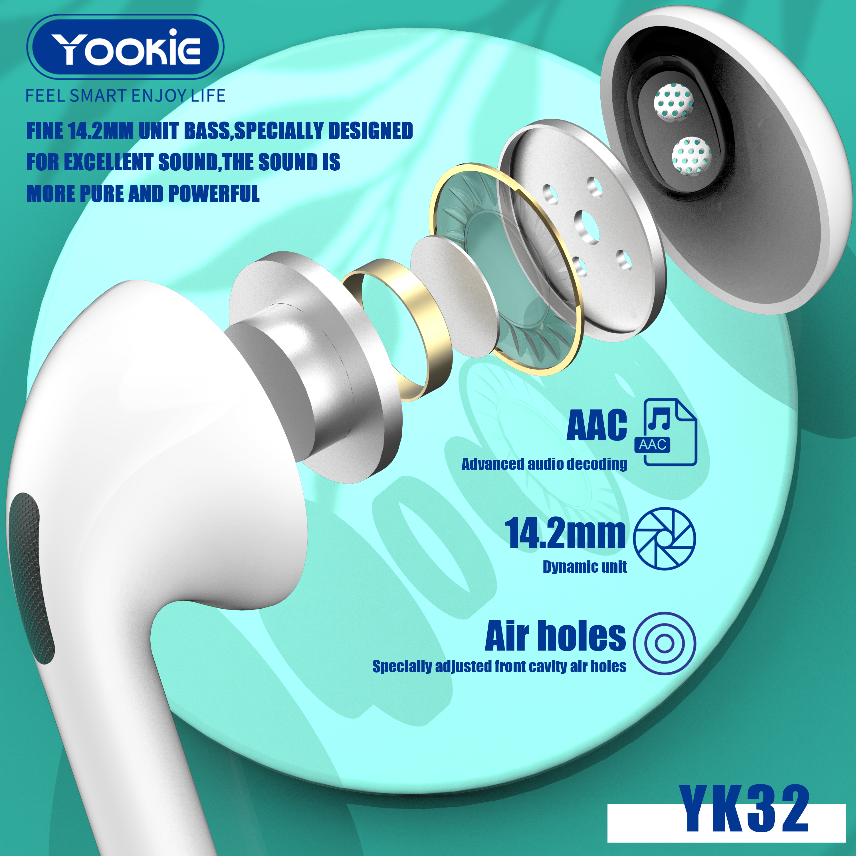 YOOKIE YK32 Semi In-ear Wired Earbuds With Storage Box Handsfree