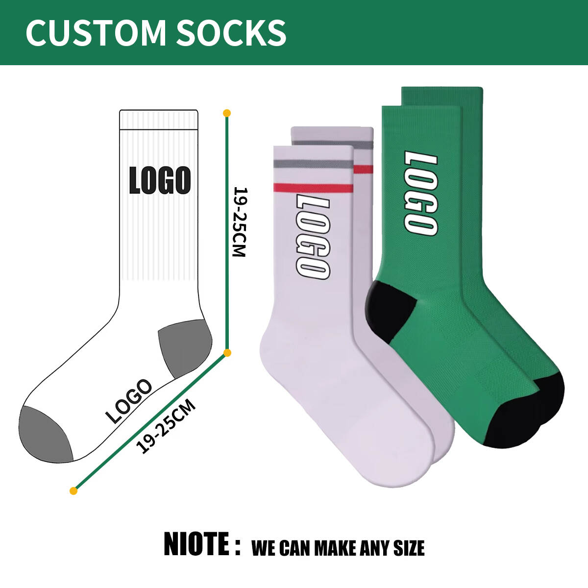 2025 Customized Cotton LOGO Middle-tube Socks for Men and Women Free Design Group Enterprise Customized Trendy Socks Wholesale