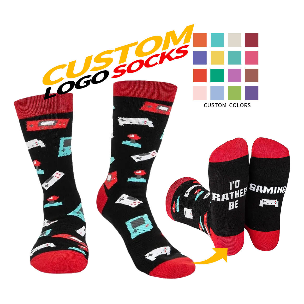 2025 Customized brand LOGO theme socks Free design Scenario customization + Letter pattern as you like