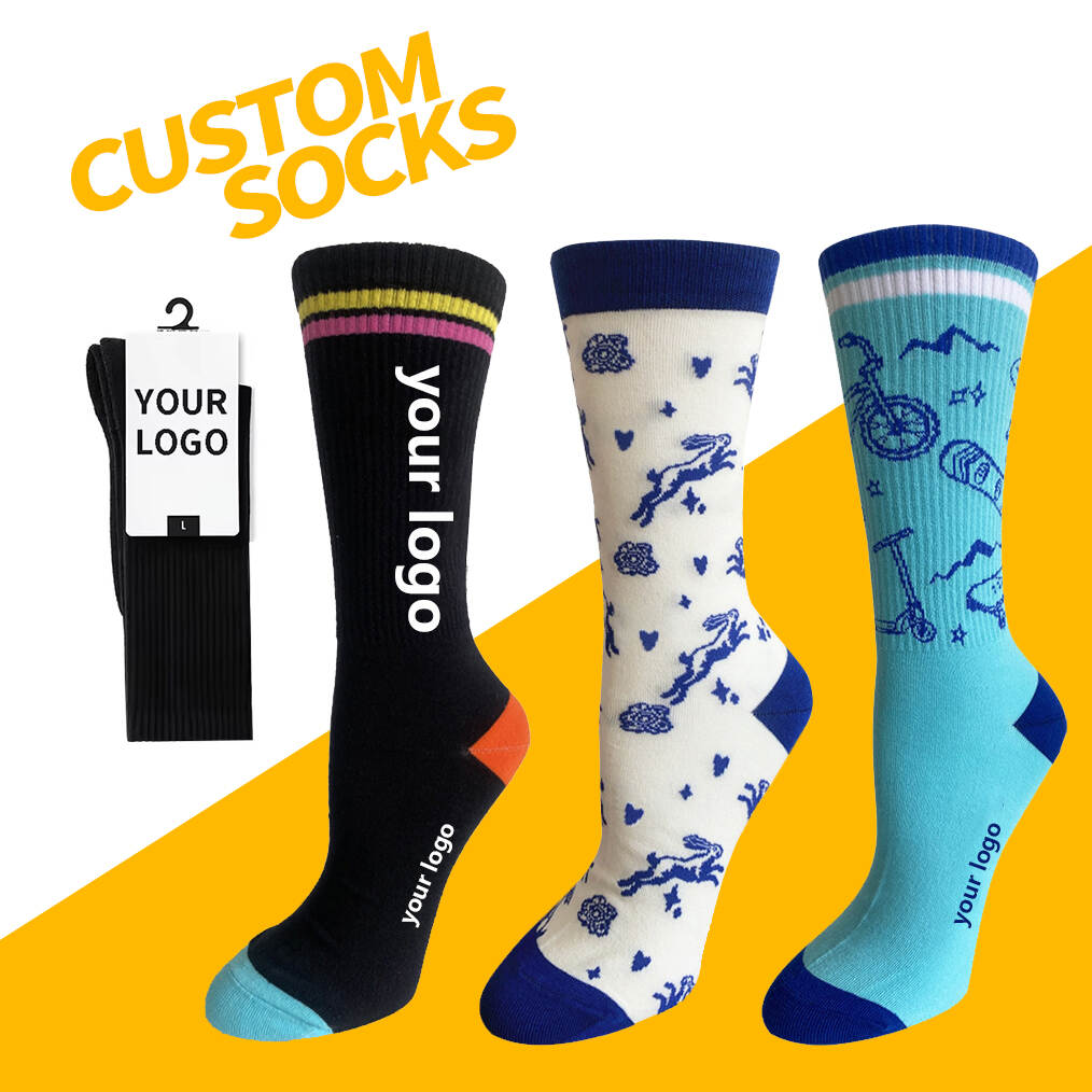 2025 Spring and Summer Men's and Women's Colorful Printed Cotton Socks OEM, LOGO Customization + Letter Patterns