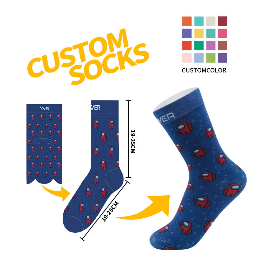 2025 Customized novelty mid-tube printed socks, LOGO + colorful knitting + letter patterns to match as you like