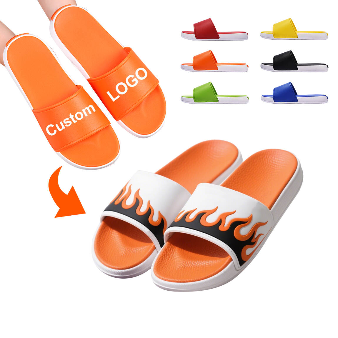 Custom Summer Men's and Women's Beach Home Slippers PVC/EVA Bottom Non-slip Wholesale