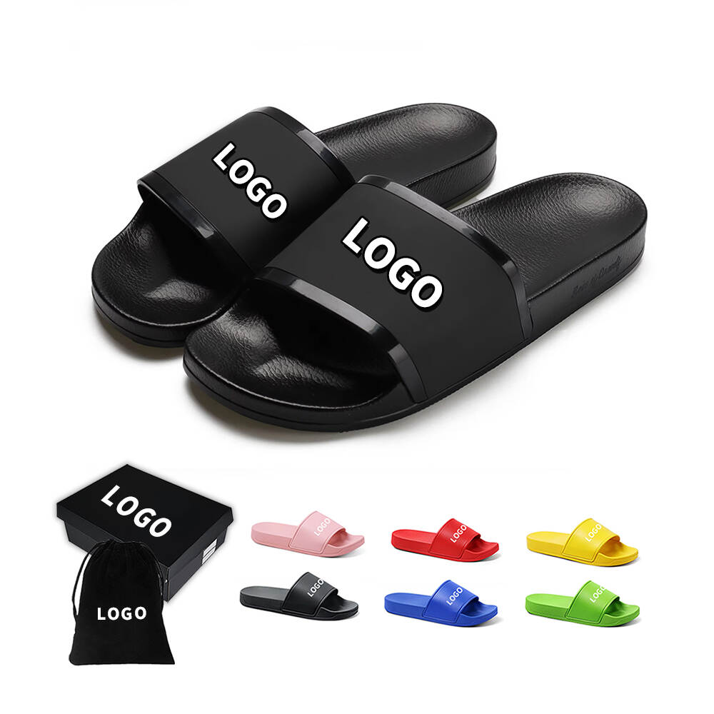 Customized logo Black PVC Solid Color Blank Men's and Women's Team Club Sports slippers Wholesale