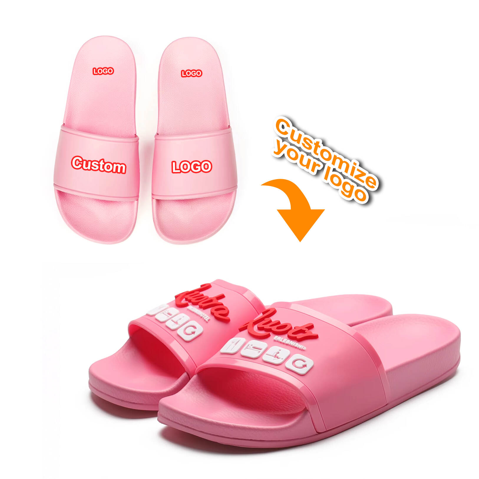 Customized Pink Women's Slippers Exclusive Logo Small Batch Beach Flip Flops Available