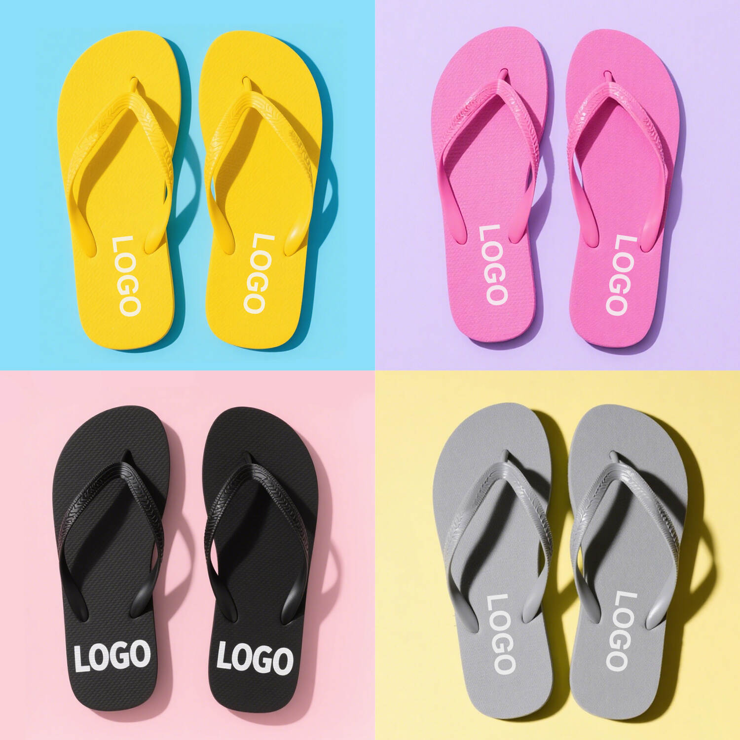 Summer team customized men's and women's printed flip flops PVC rubber with team logo wholesale