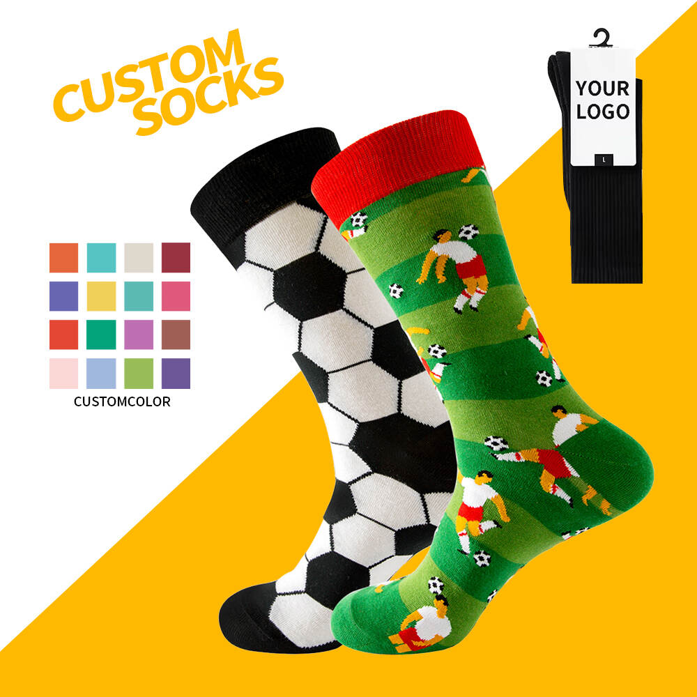 2025 Customized Pure Cotton Breathable Asymmetrical Mid-Tube Football Sports Promotion Mid-Tube Fashion Socks for Men and Women