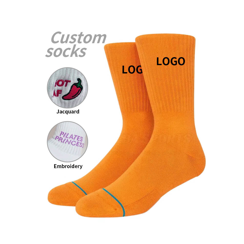 Custom men's youth sports high socks embroidered cotton warm fitness basketball sweat-absorbent comfortable solid color socks