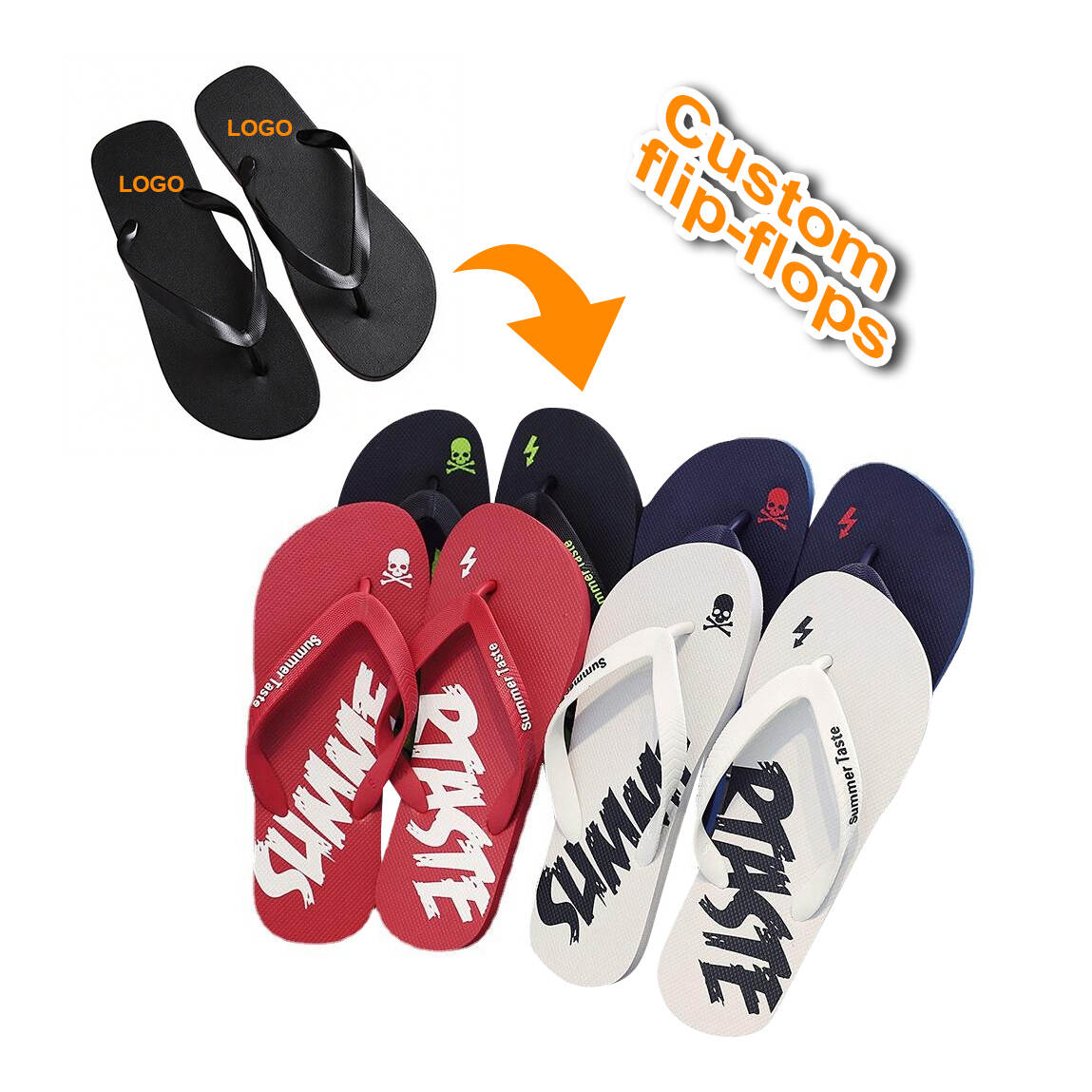 Customized logo PVC Printing Beach Flip Flops Comfortable EVA Material Suitable for Men and Women in Summer