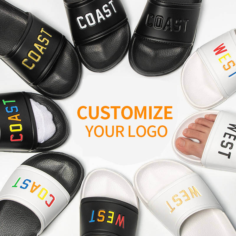 2025 Custom Personal Brand Slippers for Men Black PVC Unisex Available for Wholesale