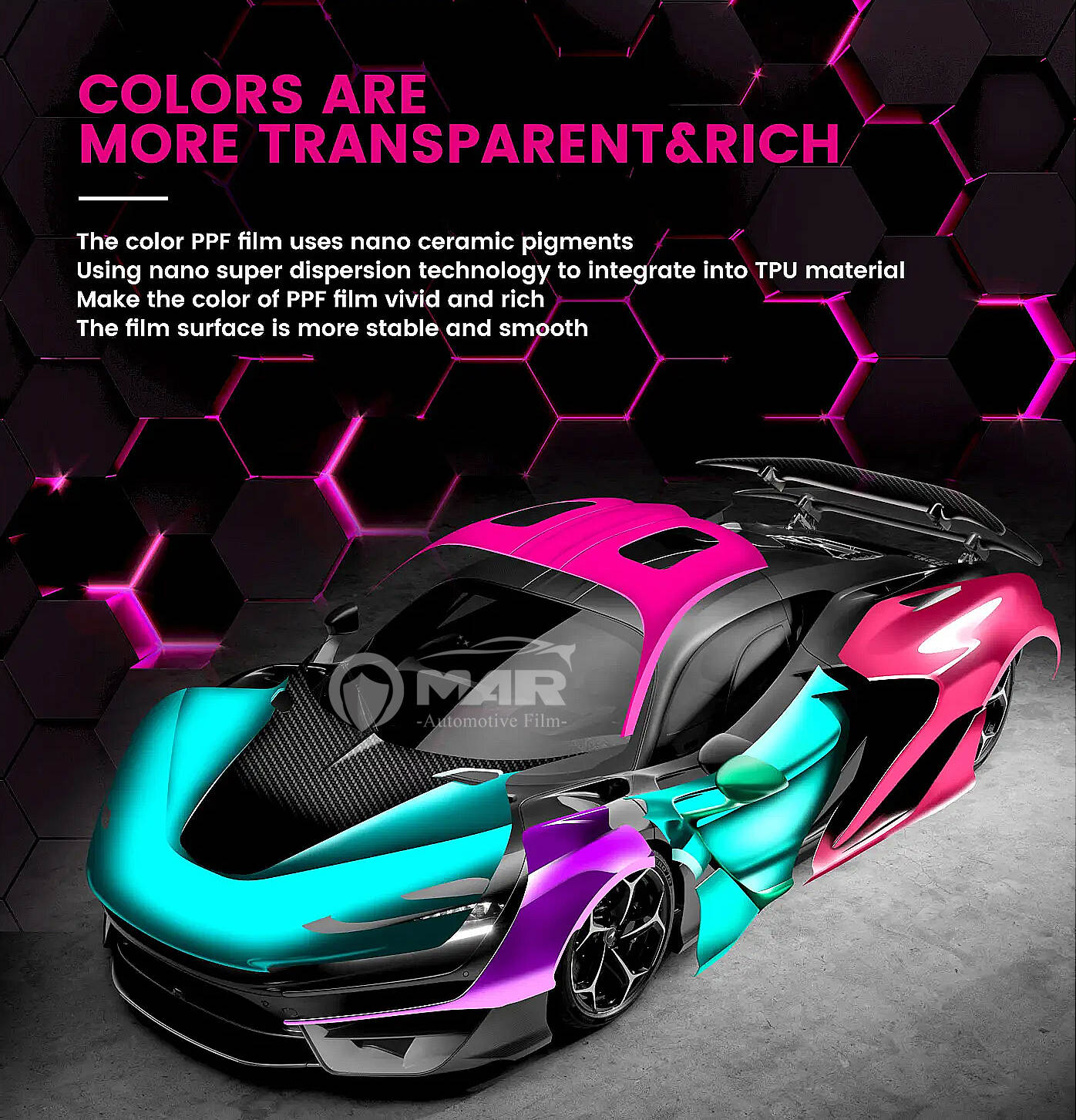 Genuine quality Color PPF-TPU film from OMAR Source Film Factory with CE&ROHS