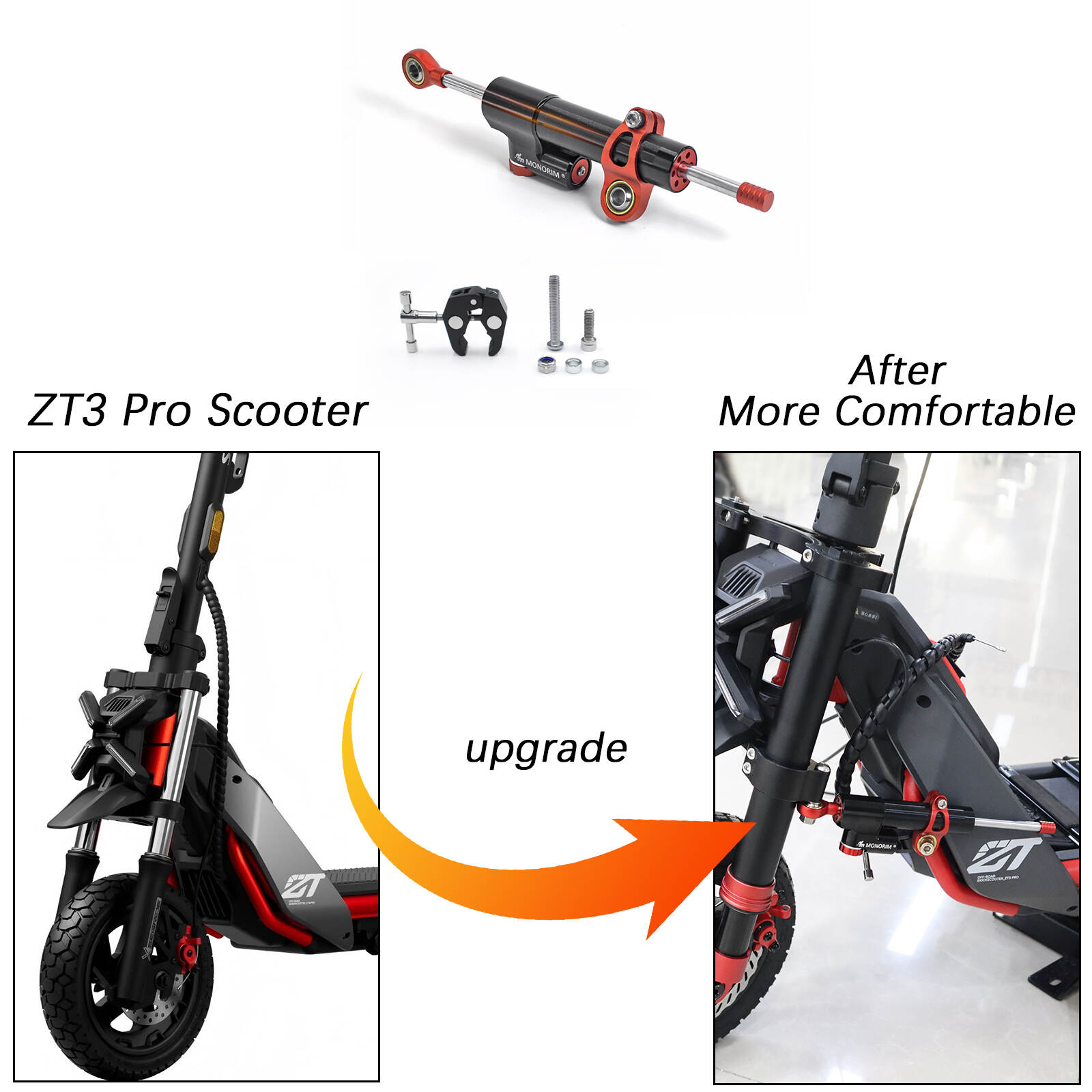 Monorim MDZT3  for Segway ZT3/ZT3 pro series damper steering, High-speed Stabilizer,mount with MZ3 front suspension-copy