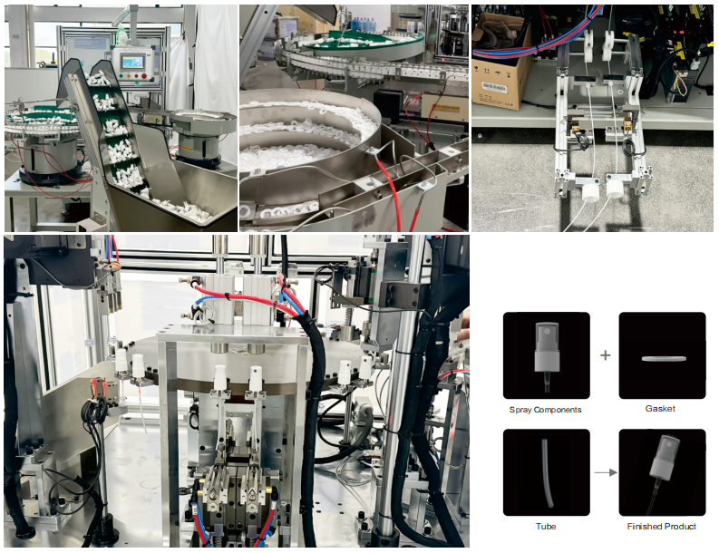 SR-MSM-07 3-piece of Spray Nozzle & Gasket & Tube Assembly Machine