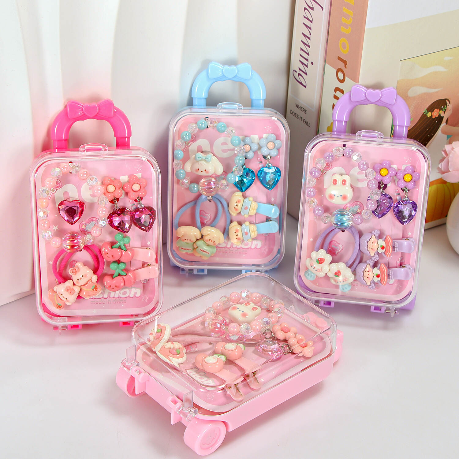 Princess Trolley Box Girls DIY Jewelry Box Ring Rabbit Hairpin Playing House Children's Toys Teaching and Training Small Gift